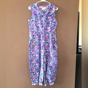 Vintage 90s Kids Floral Jumpsuit with Bows